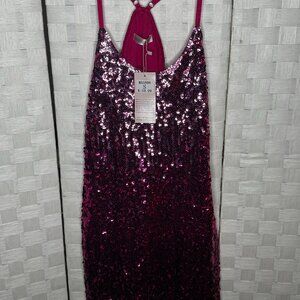 Maner Women's Sequin Glitter Party Dress - PINK - Small